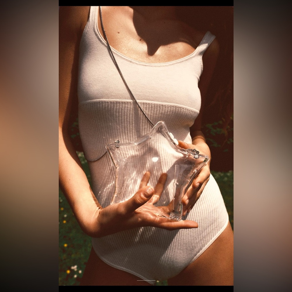 Zara star box clutch bag  transparent